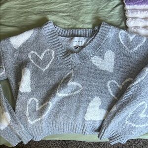 gray heart cropped sweater